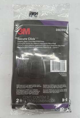 D809261 3m D80921 Secure Click Multi-gas/vapor Cartridge/filter P100 2pk