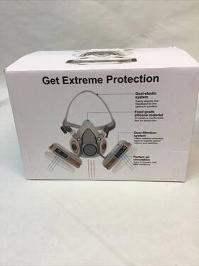 Baomao 727196943521 Respirator Mask Half Facepiece Gas With Safety Glasses Reusable