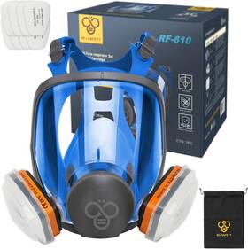 Rf-610 Beesafety 313049385312 Full Face Respirator Mask With 2 A1 Organic Vapor Filters And 8 P2 Dust R