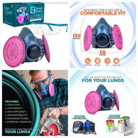 750p3 Breath Buddy Respirator Mask Half Face And Safety Glasses Filters