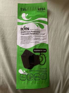Kf94 Breath Of The Nature 809689180278 Disposable Mask - Large Black Lot 10