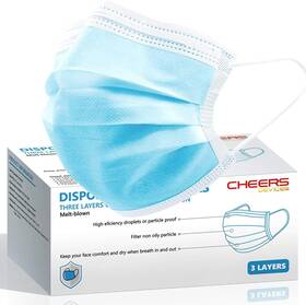 Cdkz02-01 Cheers Devices Face Masks Disposable Breathable 50 Count Pack Of 1 Blue