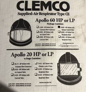 10509 Clemco Apollo 60 Hp Supplied-air Respirator With Climate-control Tube New