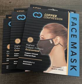 Copper Compression 810053860052 Face Mask Reusable Size L / Xl Free Ship New Total Of 3