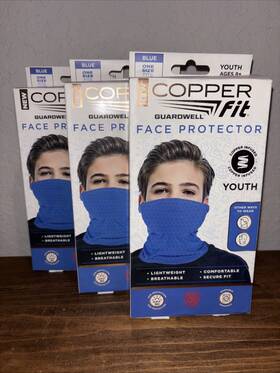 072120 Copper Fit Guardwell Cfgwyb 3 X Face Cover And Neck Gaiter Blue Youth