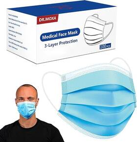 Dr.moxa 619988708046 Face Masks Disposable 100 Pack Pfe 95% 3 Ply Protection