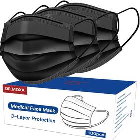 Aw-3kz10pm-0710no Dr.moxa 100 Pack Made In Usa Black Disposable Face Masks -3 Large Top-black-100pcs