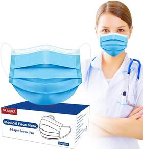 Aw-kz-100-c Dr.moxa 100 Pack Made In Usa Disposable Face Masks- 1 Count Of Blue