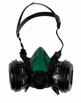 290-1x Eastern Safety Dual Respirator Mask With 302x Organic Vapor Cartridges Used