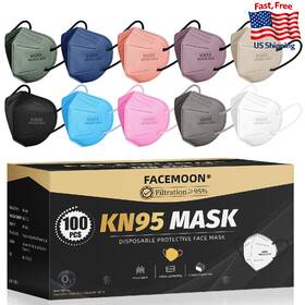 B0bw3zyjny Facemoon Kn95 Face Masks Adults Disposable 100 Pack 5-layer Protection Breathable Black W