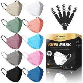 B0bw41m4cj Facemoon Kn95 Face Mask Disposable Adults 100 Pack 5-layer Breathable Respirator