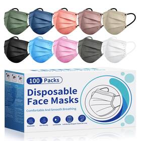 Pm-mld10c-100 Fenfen Disposable Face Masks For Adults - 100 Pack Individually Medium Colorful