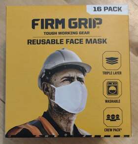 63332 Firm Grip Face Masks Reusable Breathable Washable One Size 2x 16 Packs 32