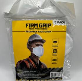 65140 Firm Grip 5 Pack Tough Working Gear Reusable Face Masks Durable White