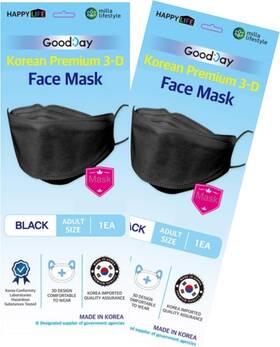 Flexmonkkf9410 Flexmon Pack Of 10 Good Day Korea Black Disposable Kf-94 Face Mask 4-layer Filters
