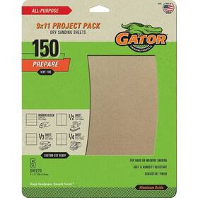 4442 Gator Sanding Sheet 11 In L 9 W 150 Grit Fine Aluminum Oxide Abrasi
