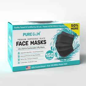 100-blkmask-g-fba-39 Gleeporte Pack Of 150 Black Disposable Face Mask 3-ply 100 Count 1