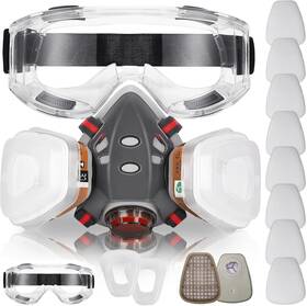 Guzuqi 692621909055 Respirator Mask With Filters Reusable Half Face Cover Gas Safety For