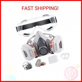 Gzfdyw 791537433088 Respirator Mask Reusable Half Face Gas Cover/ Shield With Safety Glasses Filter
