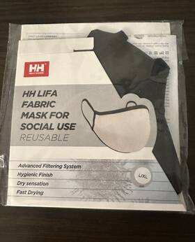 235541 Helly Hansen New Lifa Fabric Face Mask Reusable Size L/xl Black Sealed
