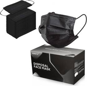 Msbb0119 Huheta 100pcs Black Disposable Face Mask 3-ply 1 Count Pack Of 100