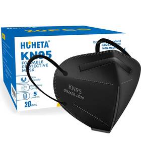 Nuok-9501 Huheta Kn95 Masks Packs Of 20 Black Face 1 Count Pack Pcs