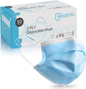 Msk-02 Hygenix Level 3 Procedure 3ply Disposable 50 Count Pack Of 1 Light Blue