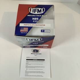 A-105 Indiana Face Mask N-95 Respirators Particulate 25 Count Individually Sealed Made In Usa