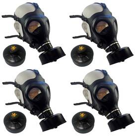 Kyng 767461960112 Gas Mask Face Respirator 4 Piece Combo Protection With Premium Black