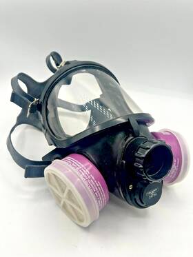 24734 Lab Safety Supply Reusable Full Face Respirator Mask Black Dual Filters