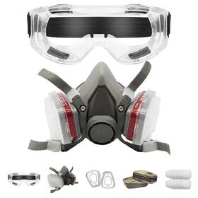 Lauco 614703045369 Premium Respirator Kit - Reusable Half Face Cover Set With Safety Glass