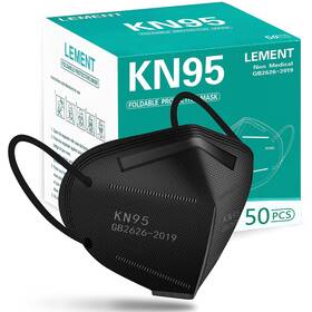 B08y8nvw6y Lement 50pcs Kn95 Face Masks Black 5-layer Dust Filter 95% Eff. Breathable