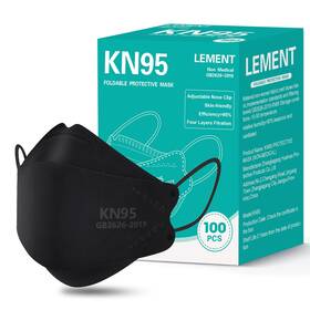 B0cx1qh2mw Lement Kn95 Face Masks 100 Pack Black Disposable Breathable Adult Teen High Filt