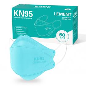 B0fkrxyglq Lement Kn95 Face Masks 50-pack Breathable Disposable Adult Blue Secure Fit
