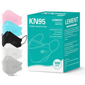 B0fks4ygjr Lement Kn95 Face Masks 100-pack Breathable 5-ply 95% Filter 5 Colors