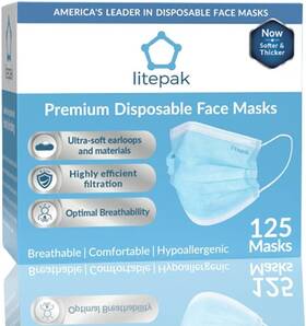 8541947714 Litepak 125-pack Disposable Face Mask Premium 1 Count Pack Of 125 Blue