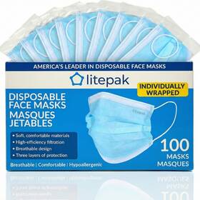 Litepak 880379337071 100pcs Individually Wrapped Disposable 100 Count Pack Of 1 Blue