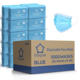 B0bktx7zsj Litepak Disposable Face Masks - 1 000 Pcs For Home And 1000 Count Pack Of Blue
