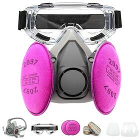 Mulam97g Lminhan Respirator Mask With Filters Gas Goggle For Painting Chemical Or