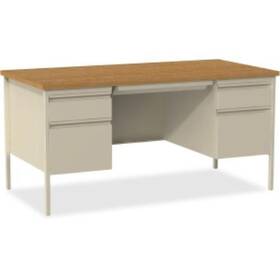 Llr-60926 Lorell Oak Laminate Fortress Series Desking - Rectangle 2 Pedestals 60 Inch X