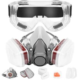 Lqsrzh 768434253828 Respirator Mask With Filters Reusable Half Face Gas Safety Glasses