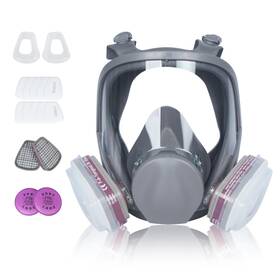 Lxfull6001 Lx Reflective Full Face Reusable Respirator Gas Mask With Filter For Chemical Painting Dust