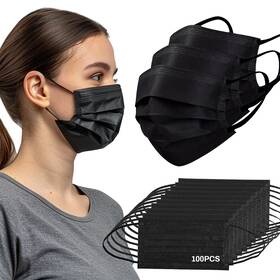 Masks01 Maqihan Black Disposable Face Mask - 3 Ply 1 Count Pack Of