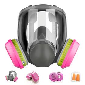 Matlarn 705353498749 Full Face Respirator Mask With Filter Cover Organic Vapor Anti-fog Reusab