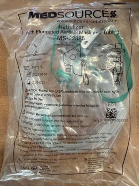 Ms-22885 Medsource Lot Of 3 Adult Nebulization Mask Kit With Tubing- Adjustable Fit -elongated