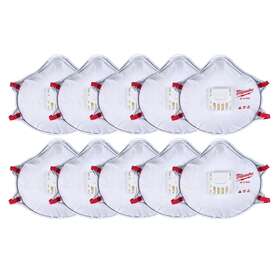 48-73-4004 Milwaukee 10 Pack N95 Valved Respirator With Gasket New