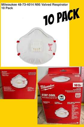 48-73-4014 Milwaukee Valved Respirator 10pk New/sealed Stay Cool Dust Mask
