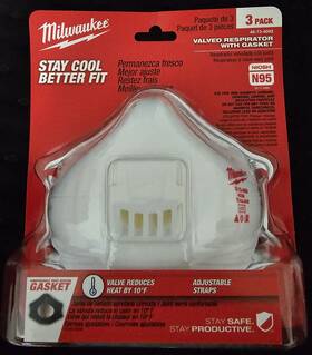 48-73-4000 Milwaukee 48734000 Valved Repirator With Gasket 3pk