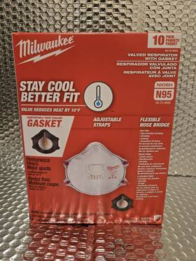 50-73-4000 Milwaukee Niosh N95 Valved Respirator With Gasket New