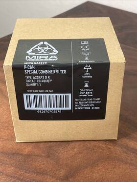 Mira Safety 682670705579 P-can Gas Mask Filter 18 Yr Shelf Life Brand New Sealed Exp 04/43 I
